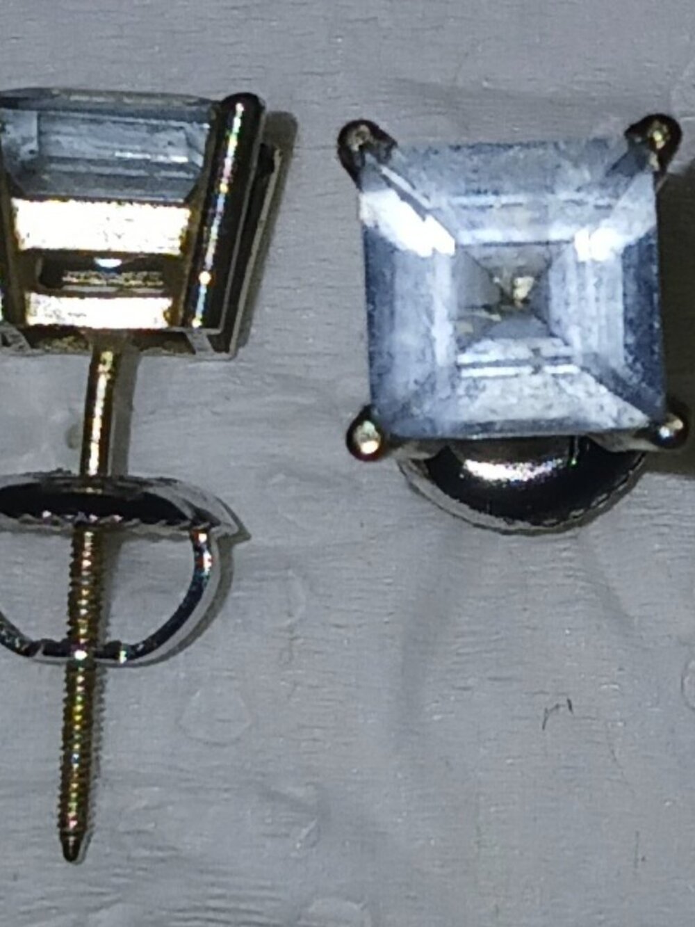 18k white gold aquamarine princess cut earring's